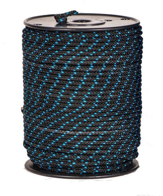 Rope Black/Blue Polyester 5/32" (4mm) Downhaul Line 300' Roll